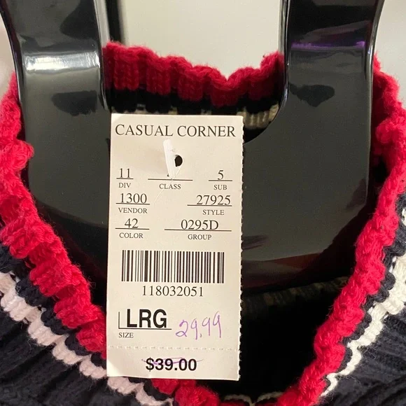 Vintage Casual Corner Navy and Red Sweater Vest - Picture 2 of 7